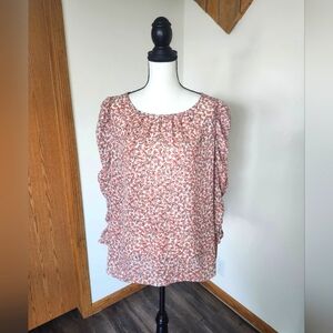 Max Studio Floral Ruffle Sleeved Shirt